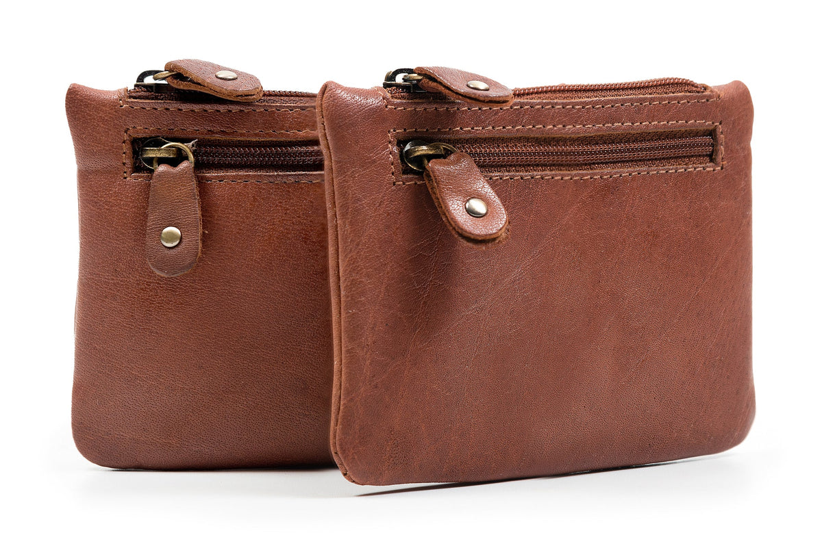Classic Leather 3 Zipper Purse