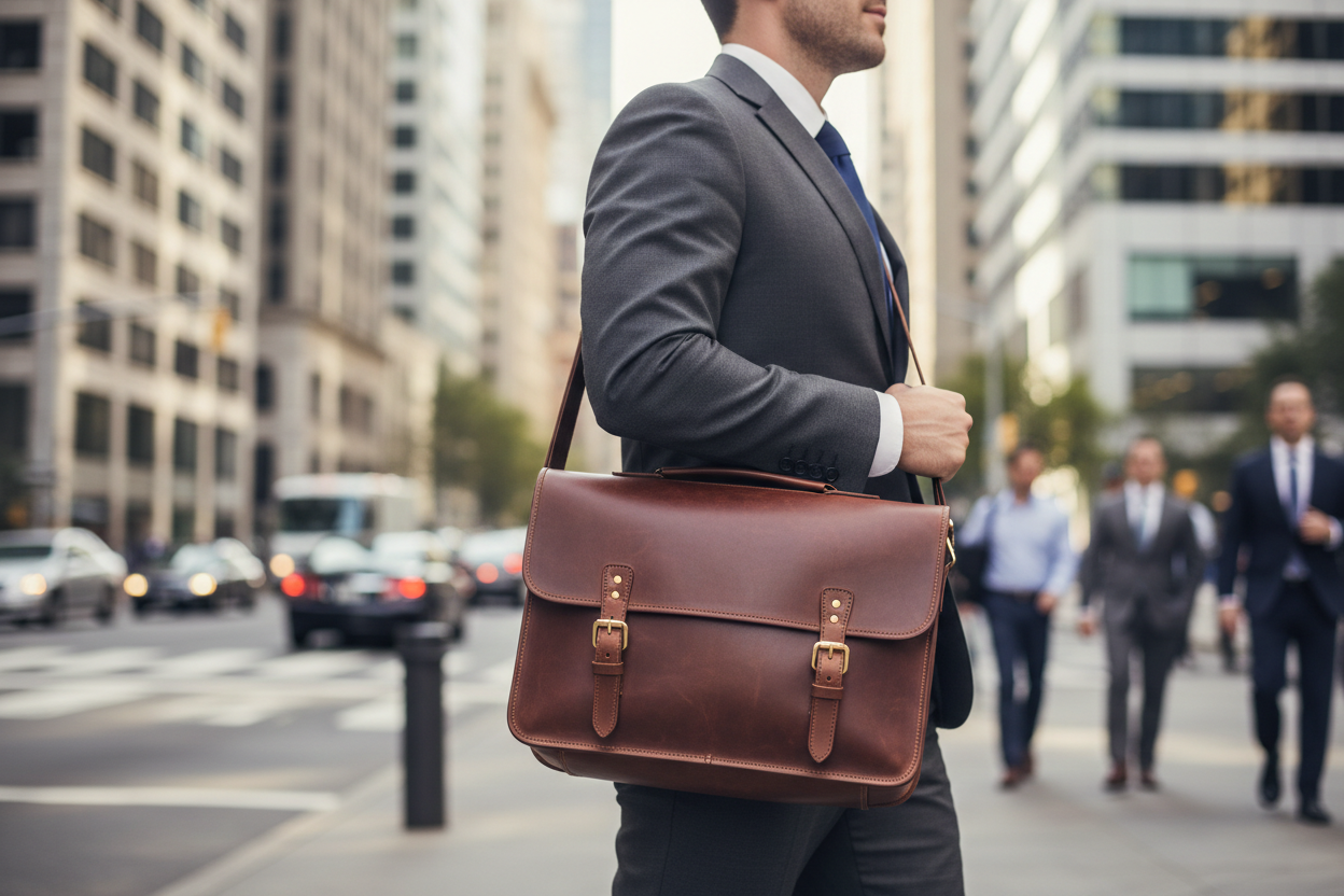image of man carrying a professional premium bag